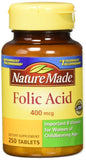 Nature Made acide folique 400 mcg — bouteille pratique pour la routine quotidienne.