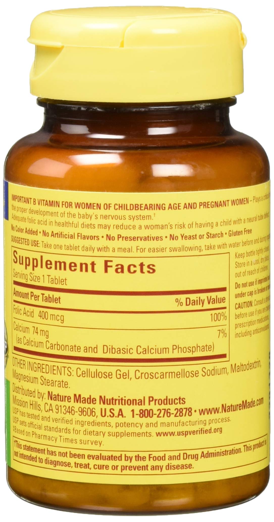 Nature Made acide folique 400 mcg — comprimés faciles à prendre chaque jour.