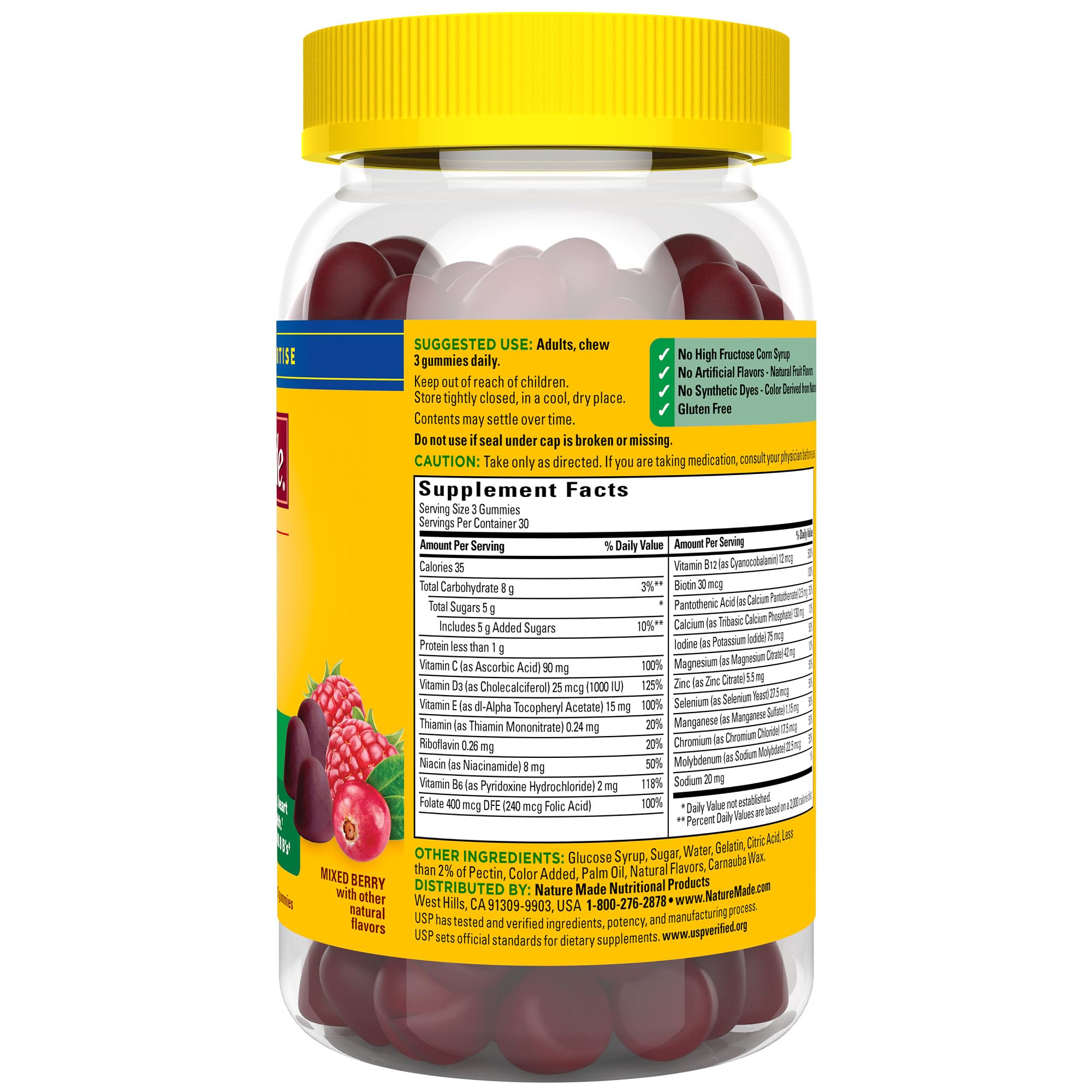 Nature Made Advanced Multivitamin Gummies – symbole santé et bien-être associant la marque.