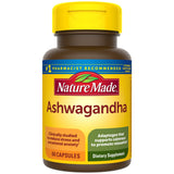 Nature Made Ashwagandha, capsules 125 mg dans le flacon, soutien potentiel au stress.