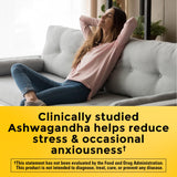 Utilisation quotidienne des capsules Ashwagandha Nature Made pour le stress potentiel.