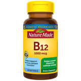 Nature Made B12 1000mcg capsules molles en bouteille, soutien potentiel du métabolisme.