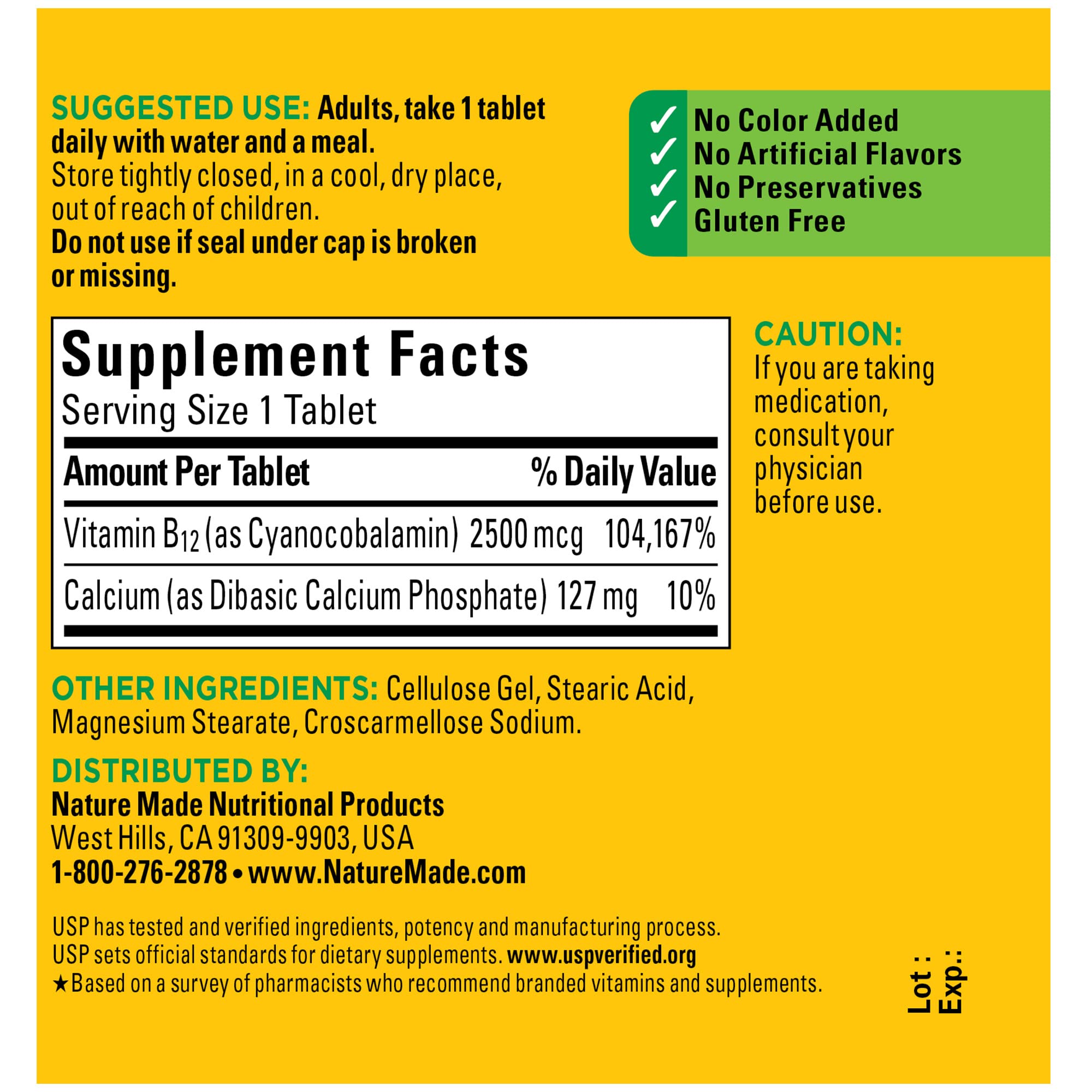 Nature Made B12 2500 mcg – routine quotidienne pratique