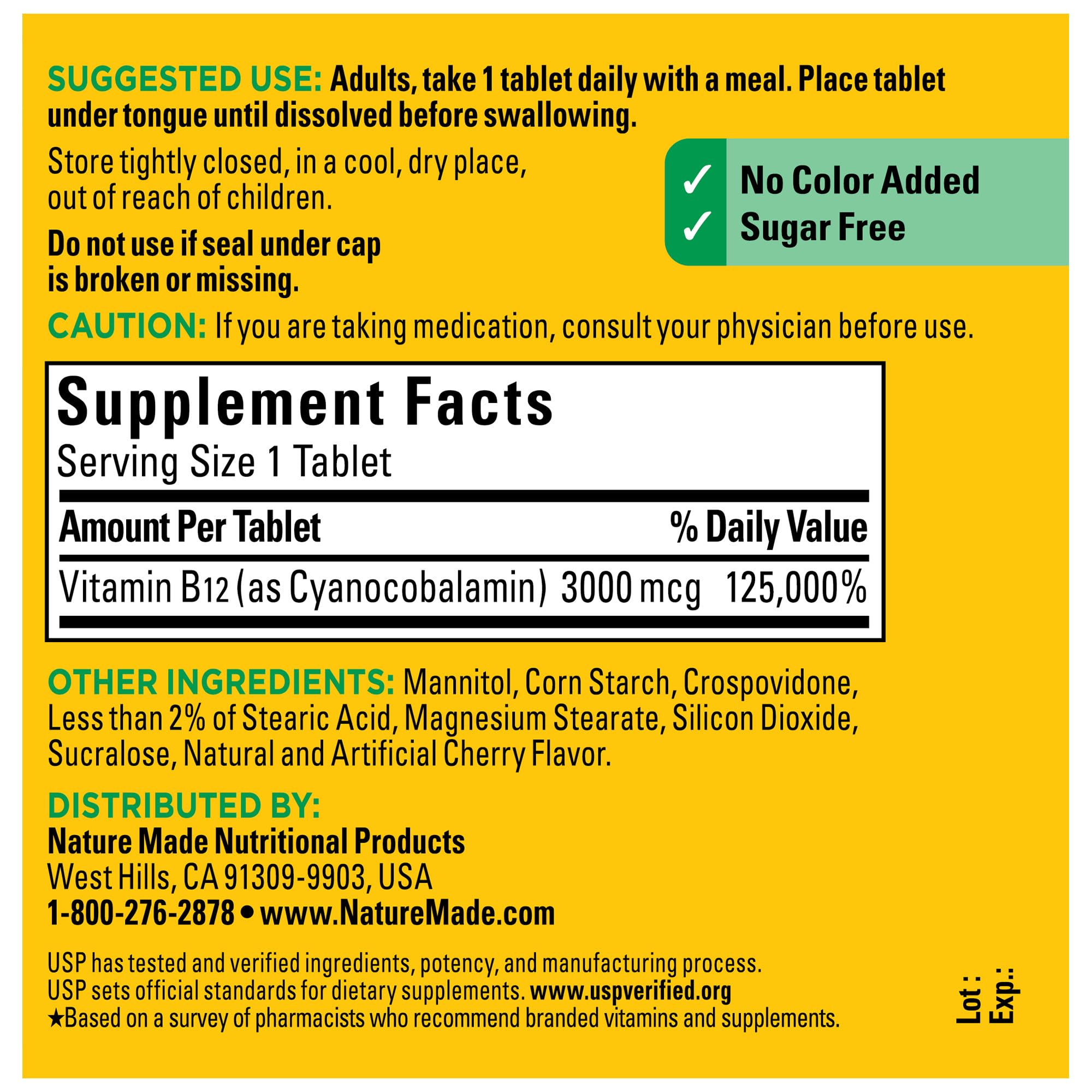 Usage quotidien Nature Made B12 3000 mcg pour énergie soutenue