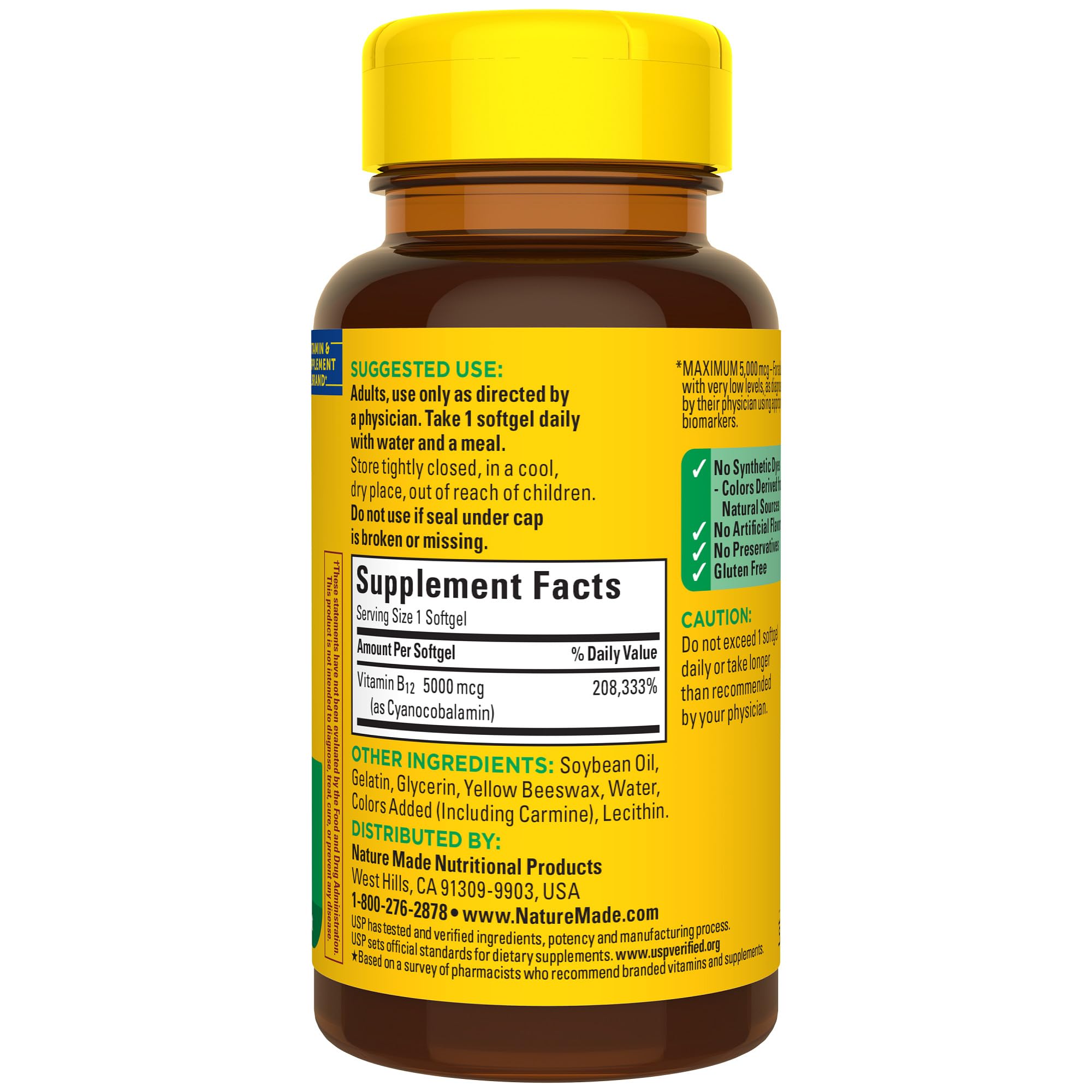 Nature Made B12 5000 mcg — adaptée pour adultes actifs
