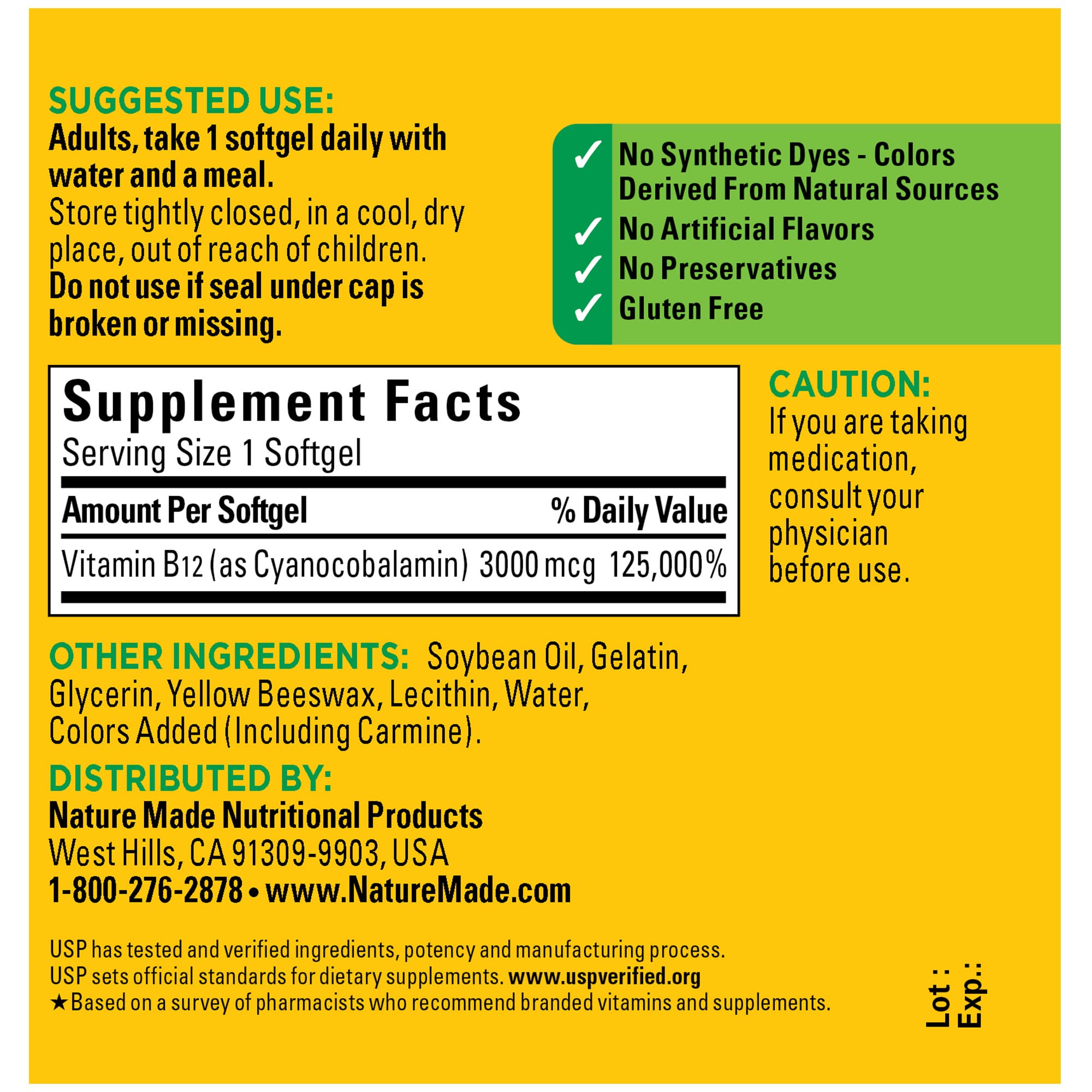 Nature Made B12 absorption-repas, meilleure assimilation lors des repas.