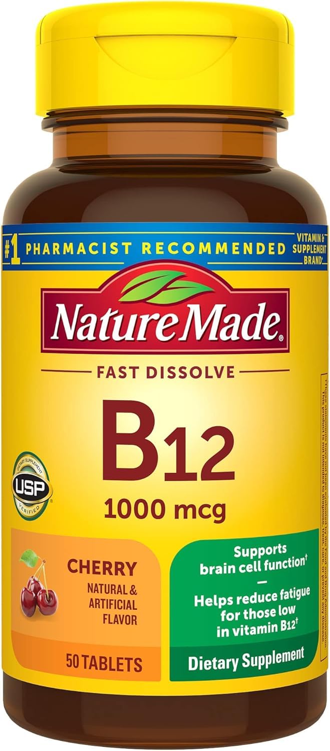 Nature Made B-12 cerise, emballage extérieur des pastilles, pratique à emporter.