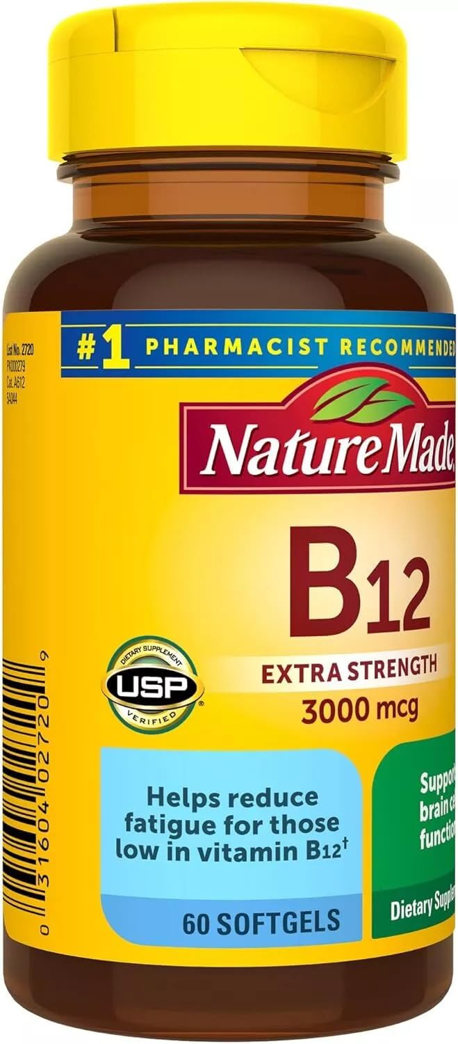 Nature Made B12 gélules molles, emballage pack de 3, prise quotidienne pratique