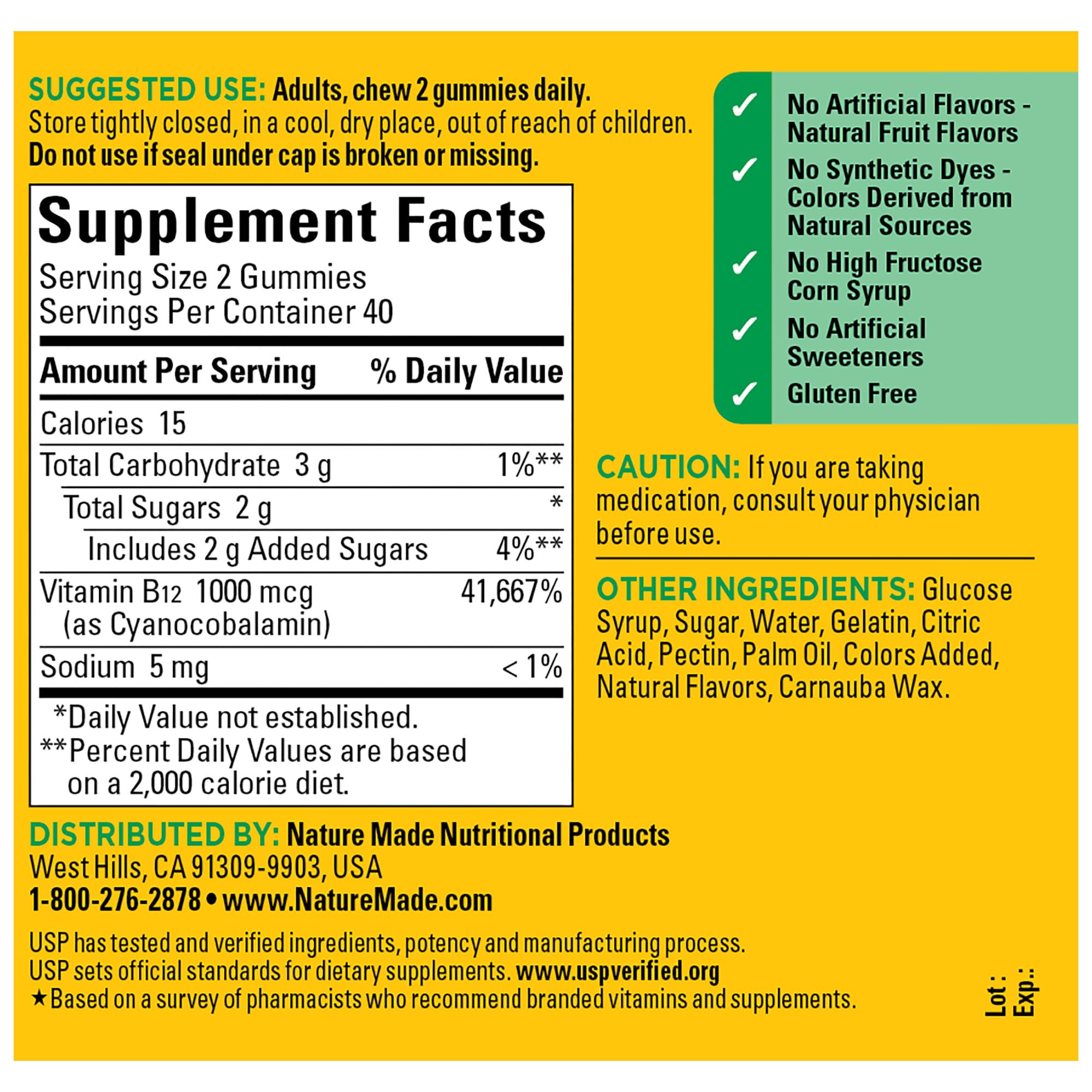 Nature Made B12 Gummies sans-gluten — option adaptée à votre régime
