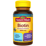Nature Made Biotine 5000 mcg – bouteille de gélules, soutien cheveux et ongles.