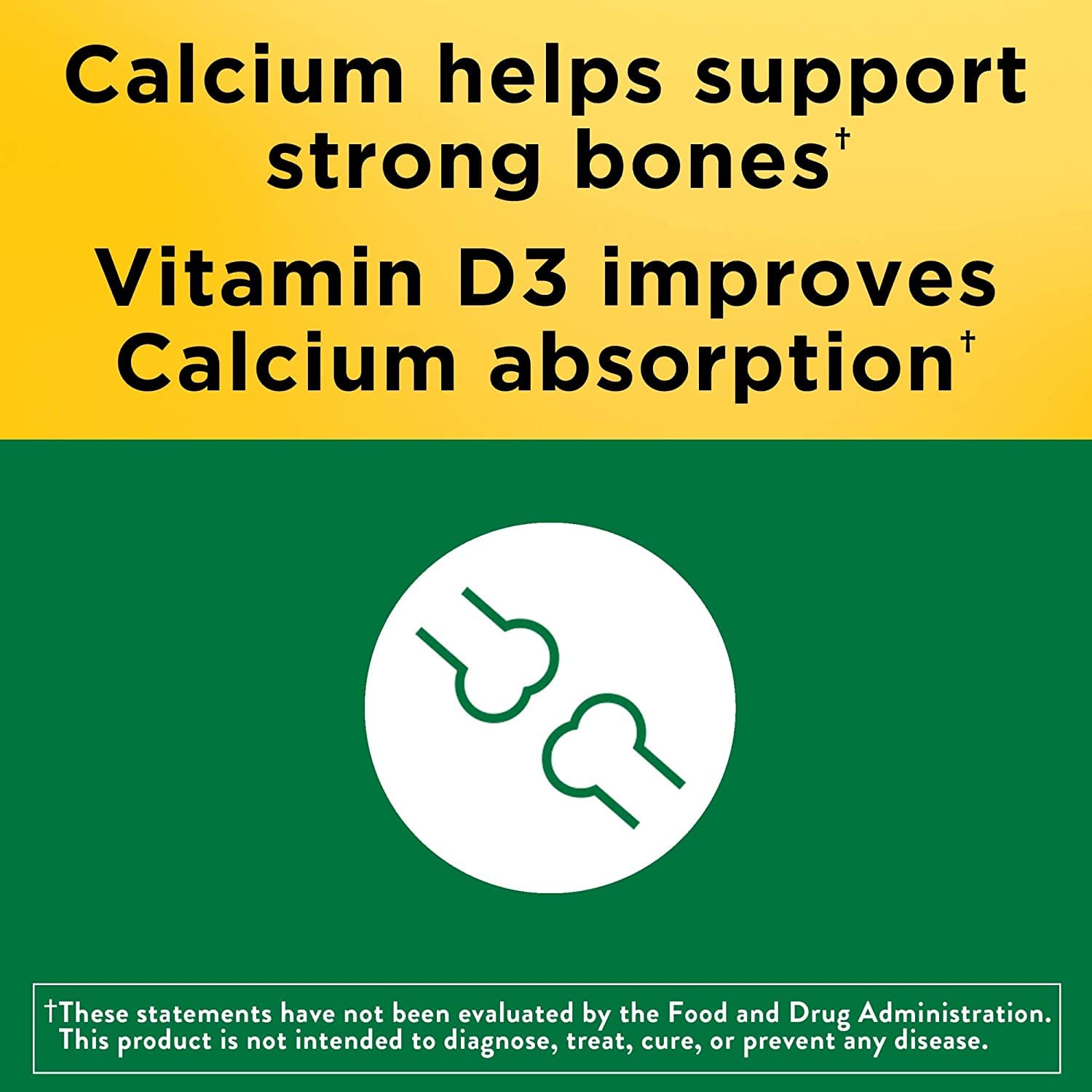 Nature Made Calcium 600 mg avec D3, sans colorant ni arôme artificiel