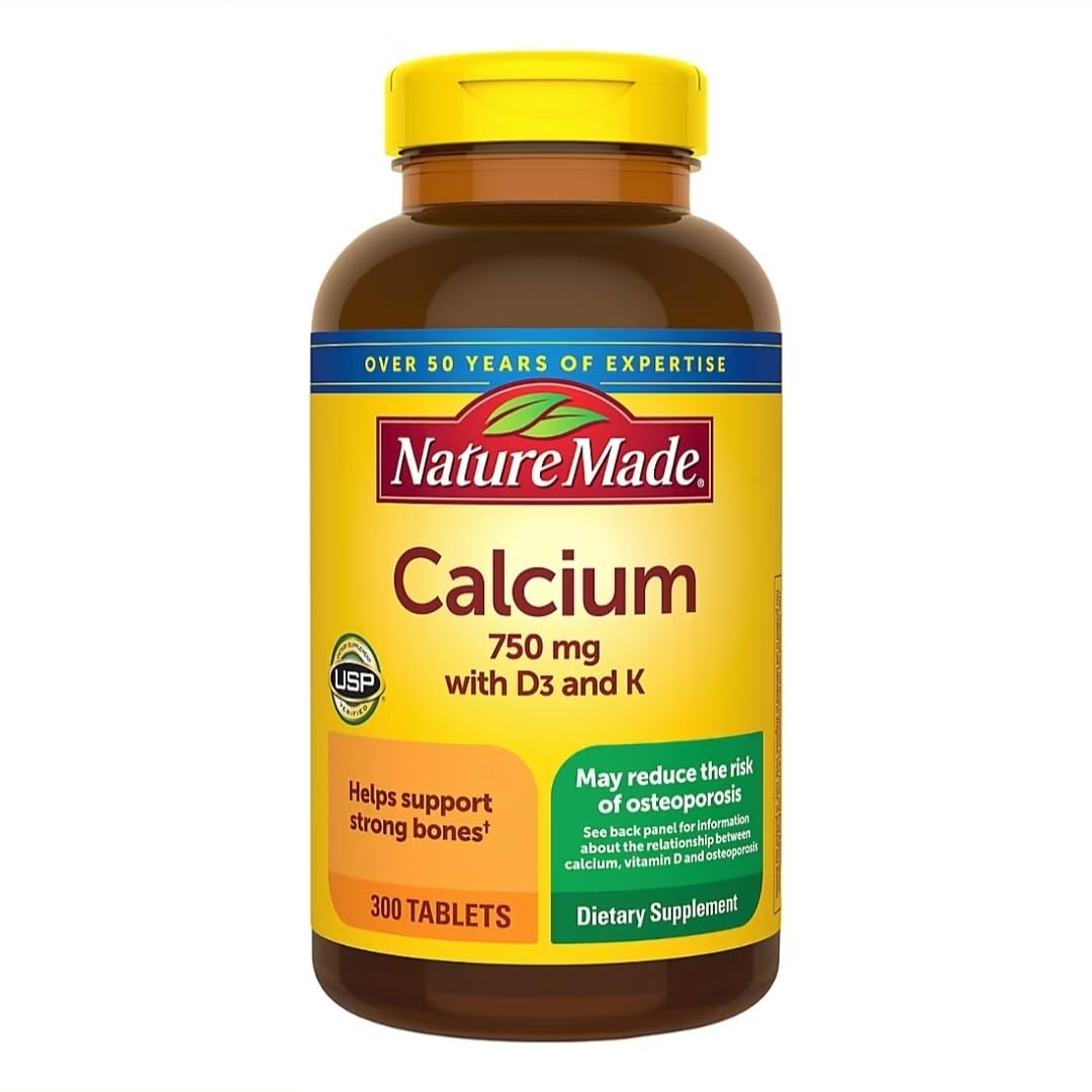 Nature Made Calcium 750 mg D3 et K bouteille — soutien potentiel des os