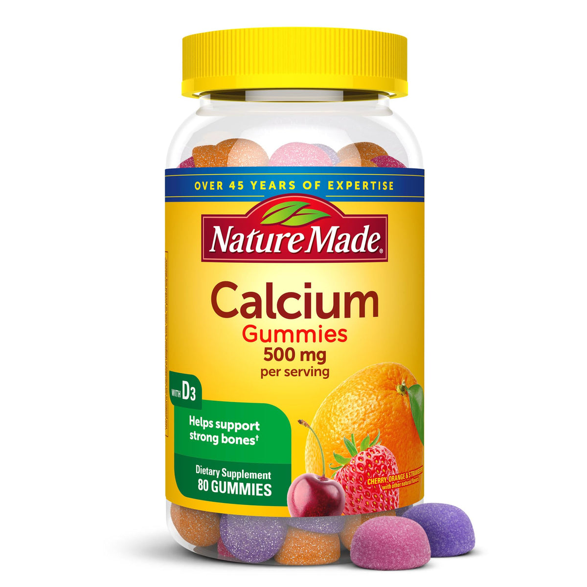 Nature Made Calcium Gummies: bouteille-80-gommes – soutien osseux potentiel.