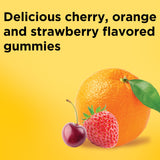 Saveurs cerise-orange-fraise: expérience Fruitée Nature Made Calcium Gummies.