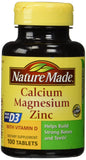 Nature Made Calcium Magnesium Zinc Bouteille: soutien potentiel à la santé osseuse et dentaire.