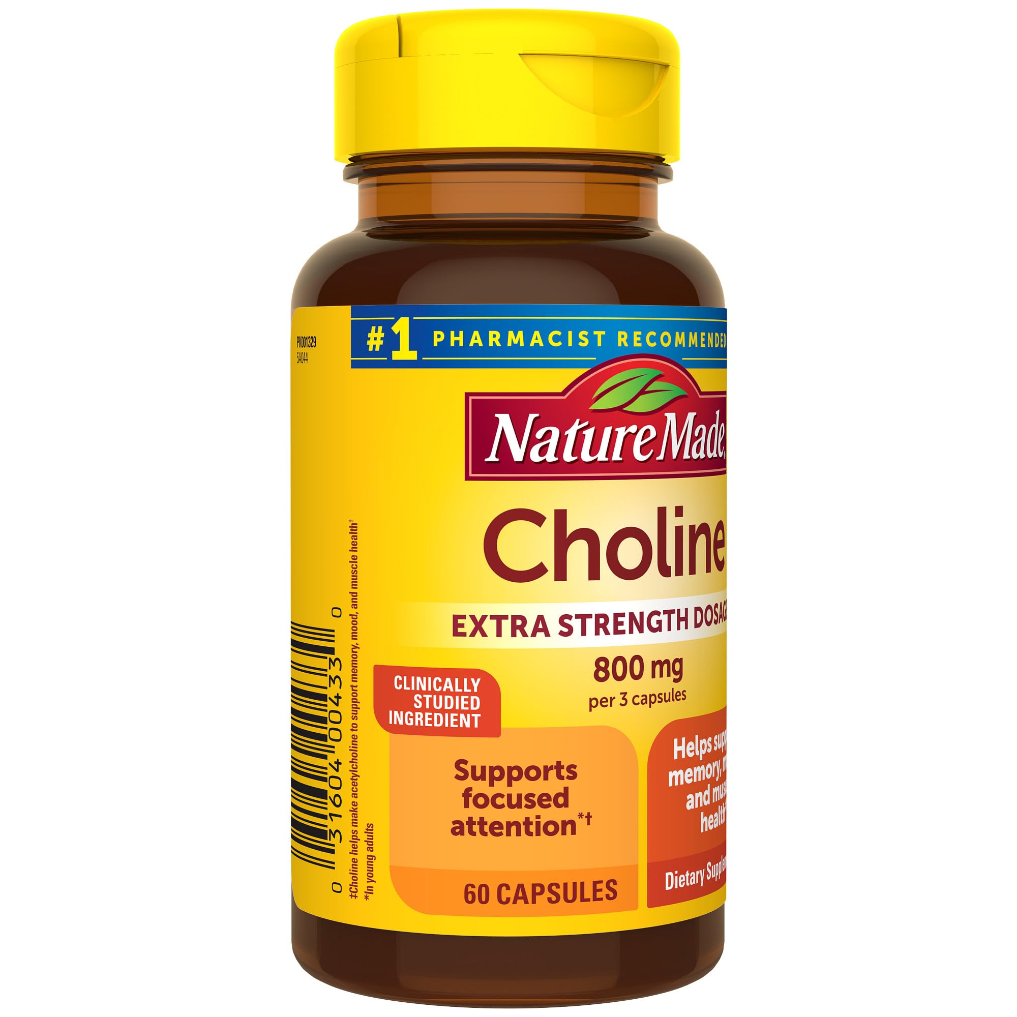 Nature Made Choline Bitartrate – capsules dans un flacon pratique.
