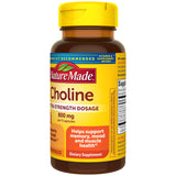Nature Made Choline Bitartrate – absence de colorants et d'arômes artificiels.