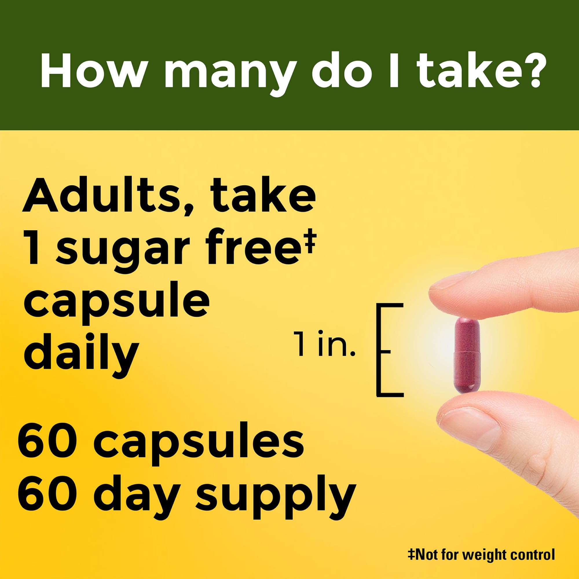 Dosage quotidien Nature Made Cranberry 500 mg — prise simple et régulière.