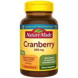 Nature Made Cranberry 500 mg avec vitamine C — bouteille prête à un usage quotidien.