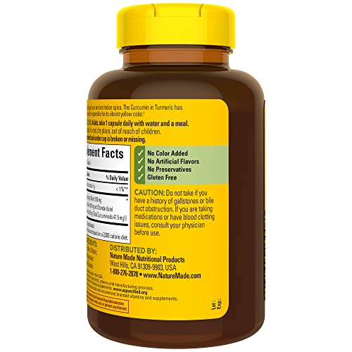 Nature Made Curcumine de curcuma 500 mg — emballage pratique dans votre routine.