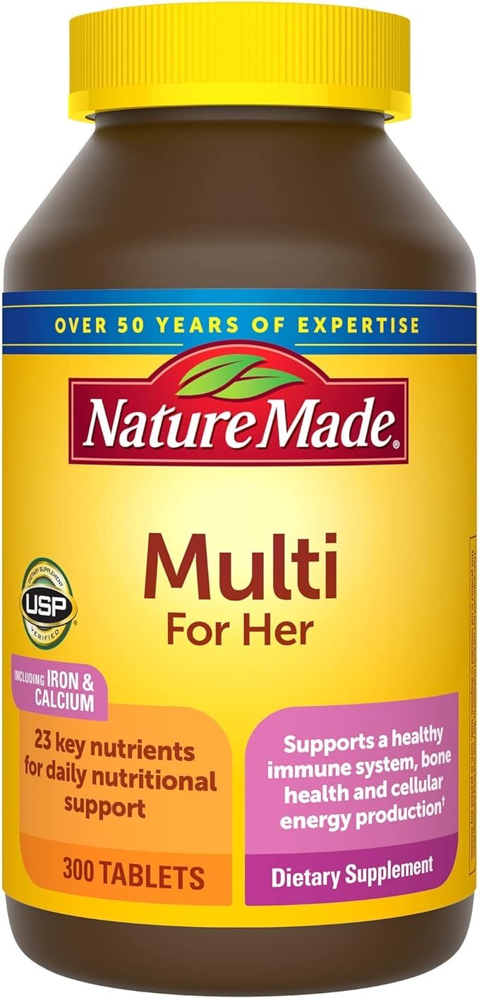Nature Made Femmes Multivitamines: bouteille de comprimés prête à l’usage quotidien.