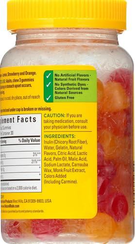 Nature Made Fiber 6 g Gummies saveur citron, goût rafraîchissant pendant la journée.