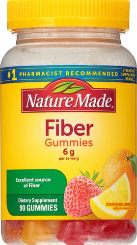 Nature Made Fiber 6 g Gummies saveur fraise, réconfort après le repas.