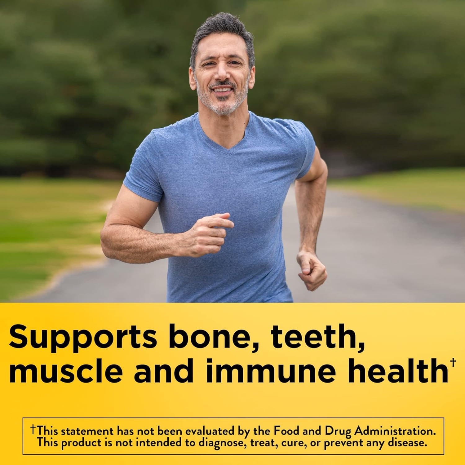 Gros plan sur les gélules Nature Made D3, absorption du calcium facilitée.