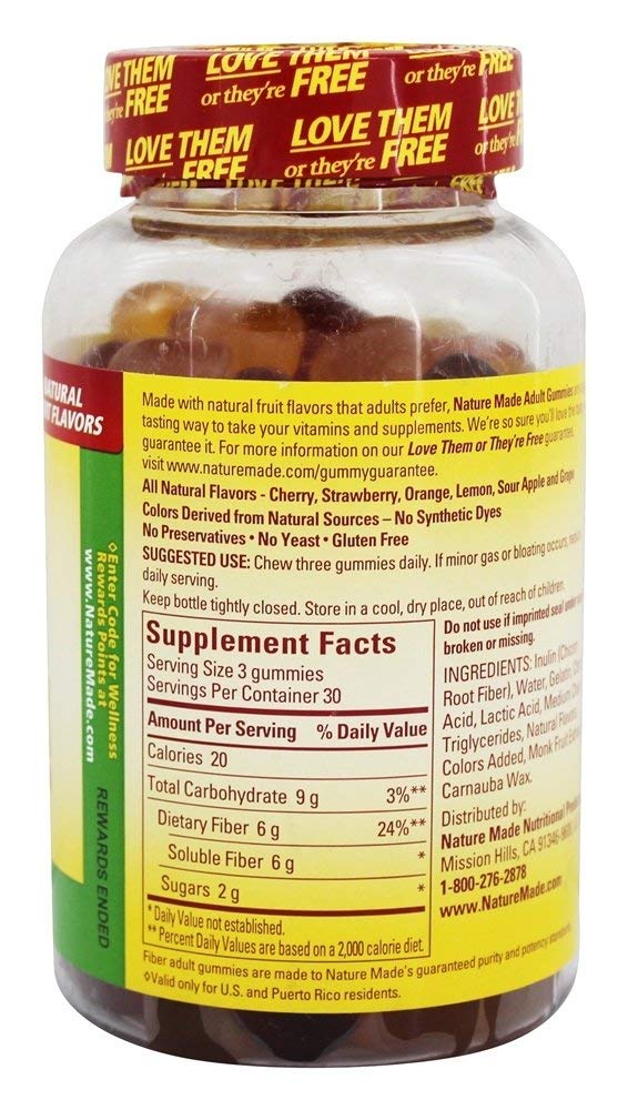 Gommes Nature Made Fibres Fruits - boîte: apport quotidien en fibre, pratique et savoureux