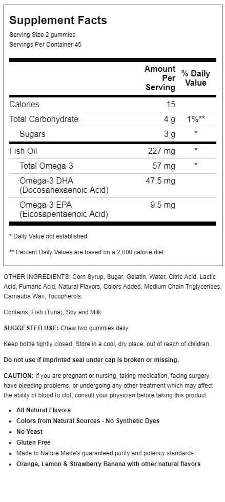 Nature Made gommes huile de poisson citron, goût frais et routine quotidienne