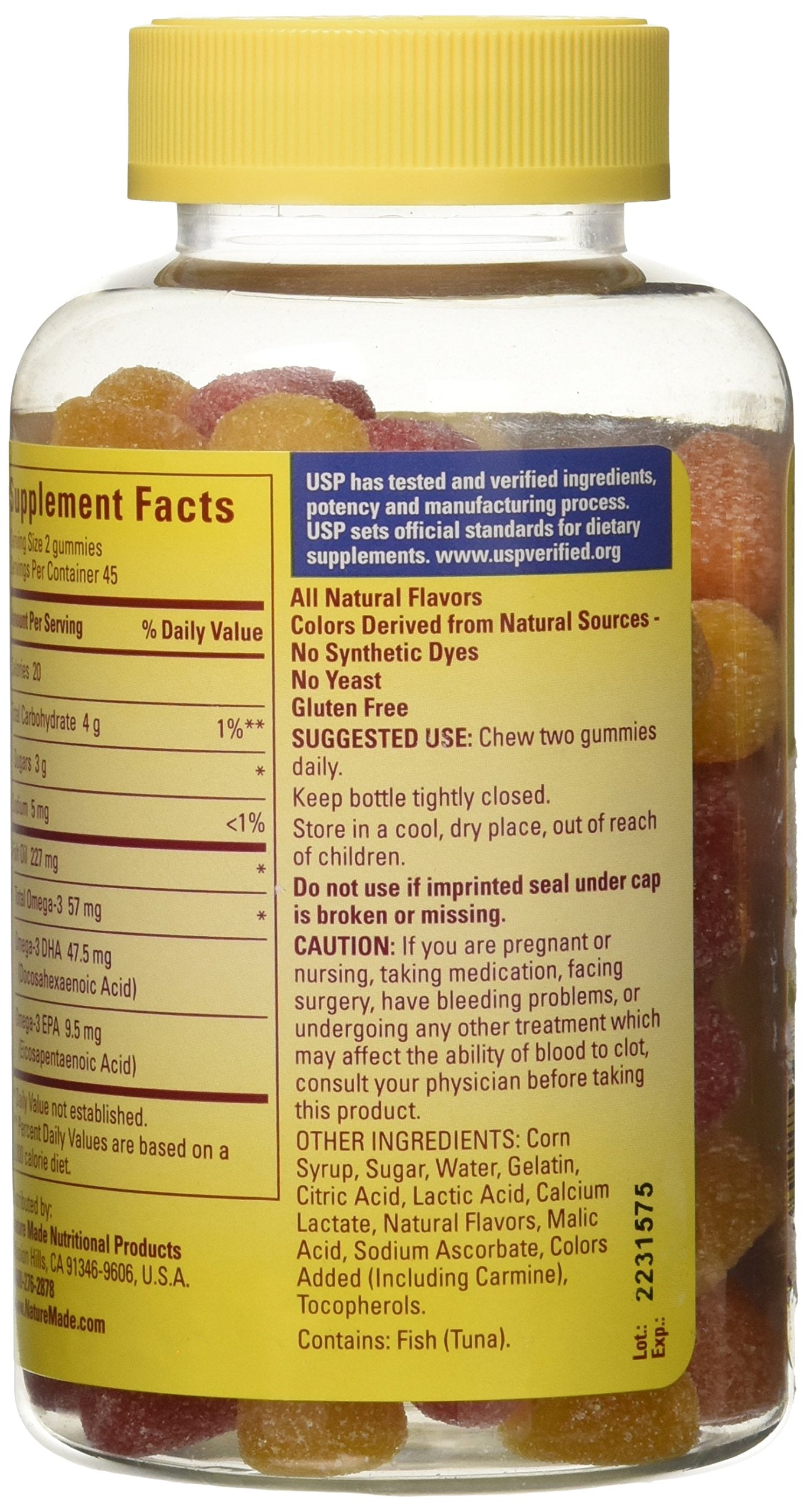 Nature Made Gummies poisson adulte citron : texture souple et goût rafraîchissant