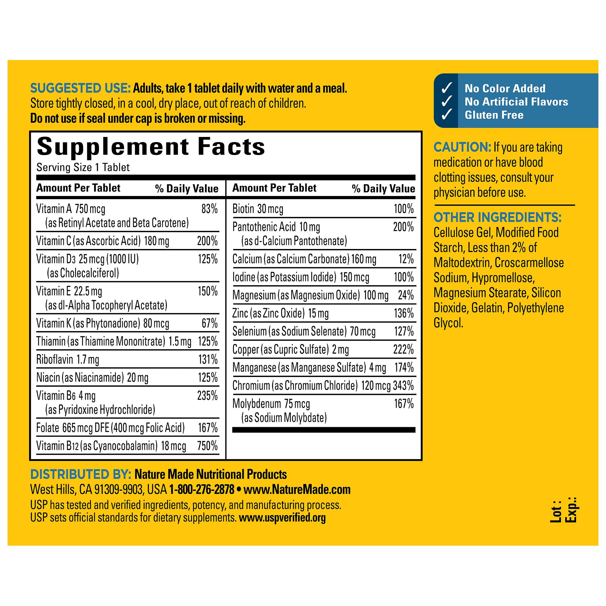 Nature Made Homme Multivitamine – énergie et métabolisme soutenus par des nutriments clés.