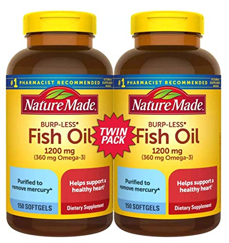 Nature Made huile de poisson sans remontées — bouteille et gélules faciles à prendre.