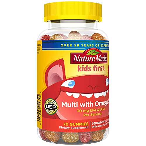 Gomme Nature Made Kids First Omega-3 sans gluten pour régimes spécifiques.