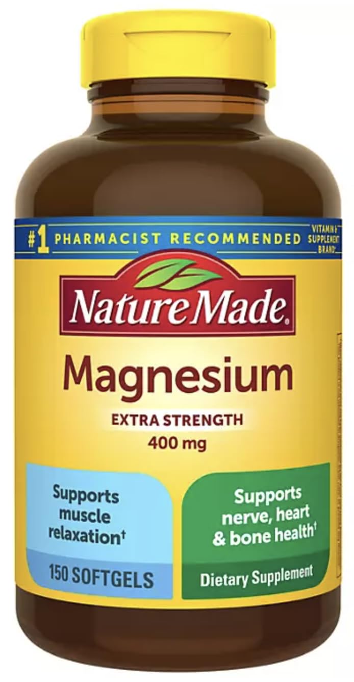 Nature Made Magnésium 400 mg, capsules liquides, bouteille: soutien potentiel nerfs et muscles.