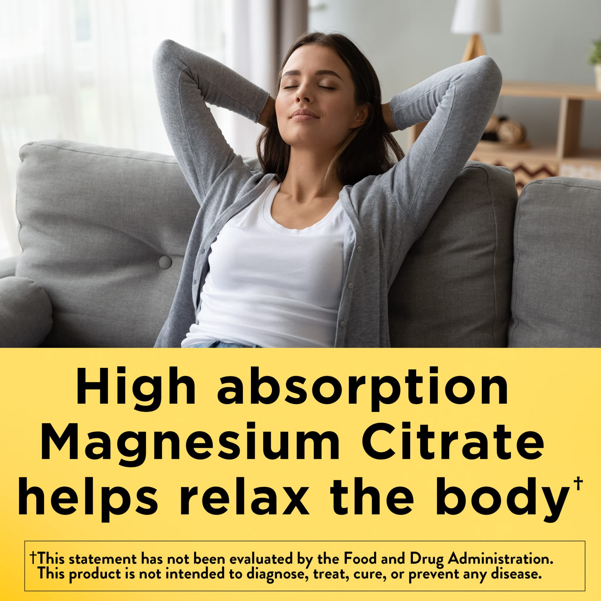 Nature Made Magnesium Citrate étiquette claire avec informations utiles.