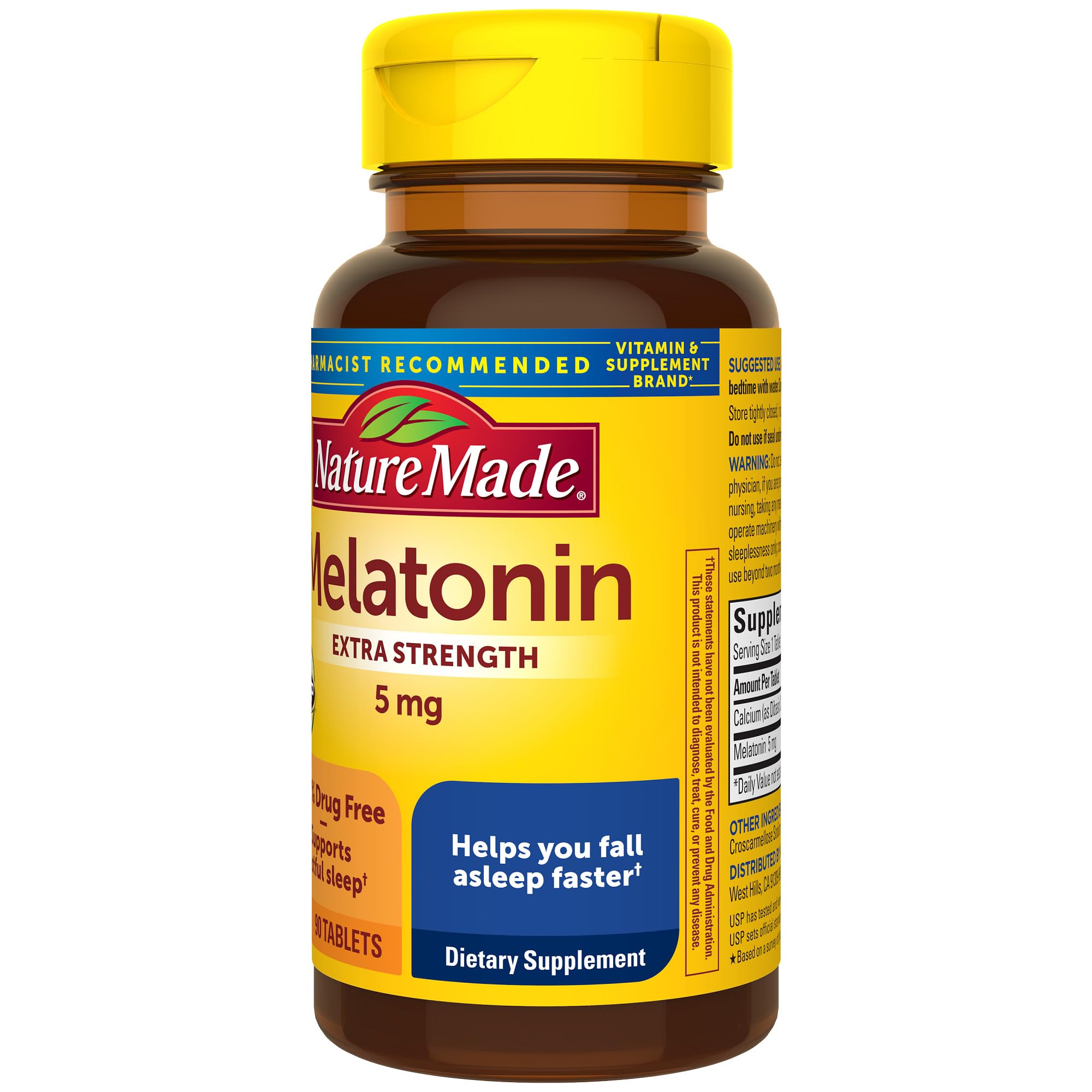 Nature Made Mélatonine 5 mg – destiné aux adultes en bonne santé.