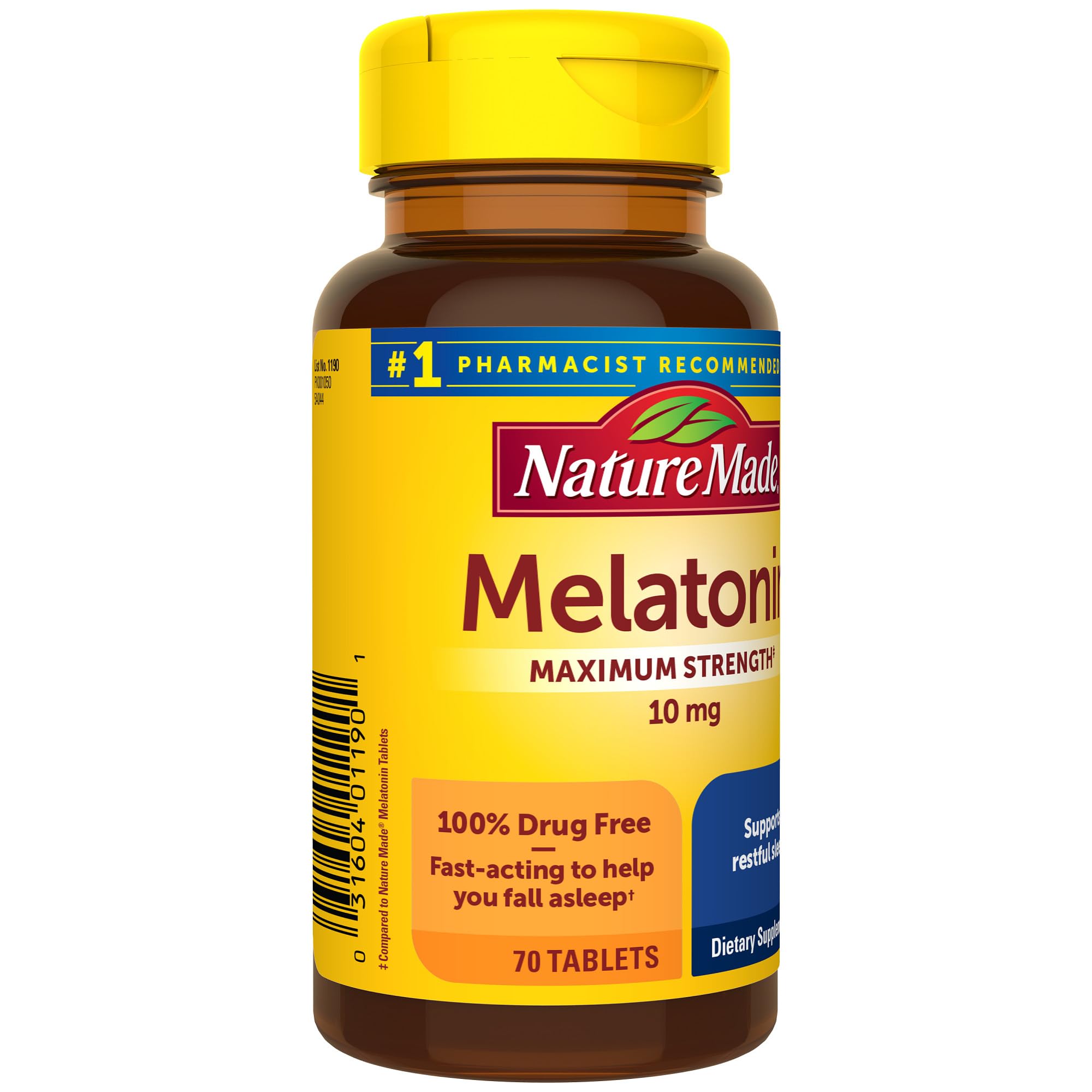 Nature Made Mélatonine 70 comprimés — approvisionnement durable pour usage occasionnel.