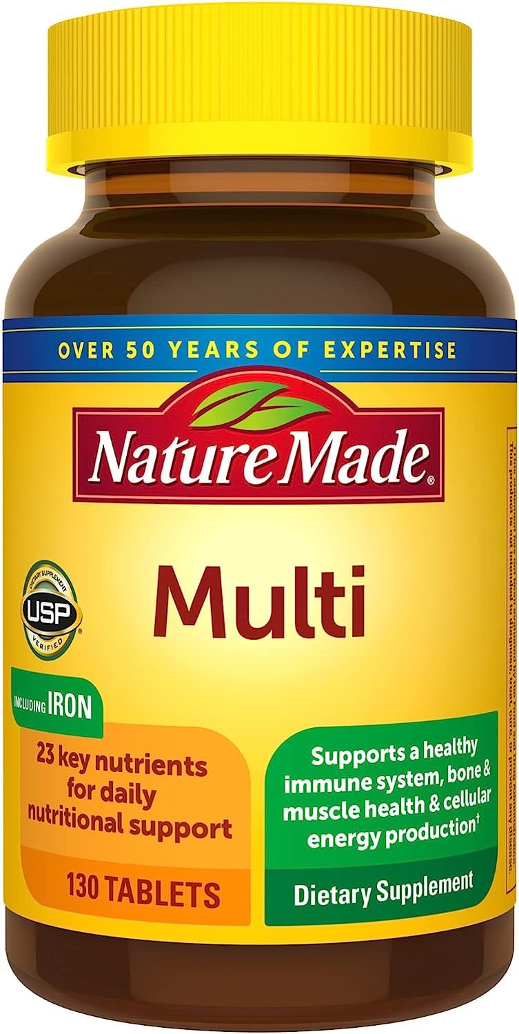 Nature Made Multi Complete, boîte et étiquette visibles, présentation pratique pour démarrer votre journée.