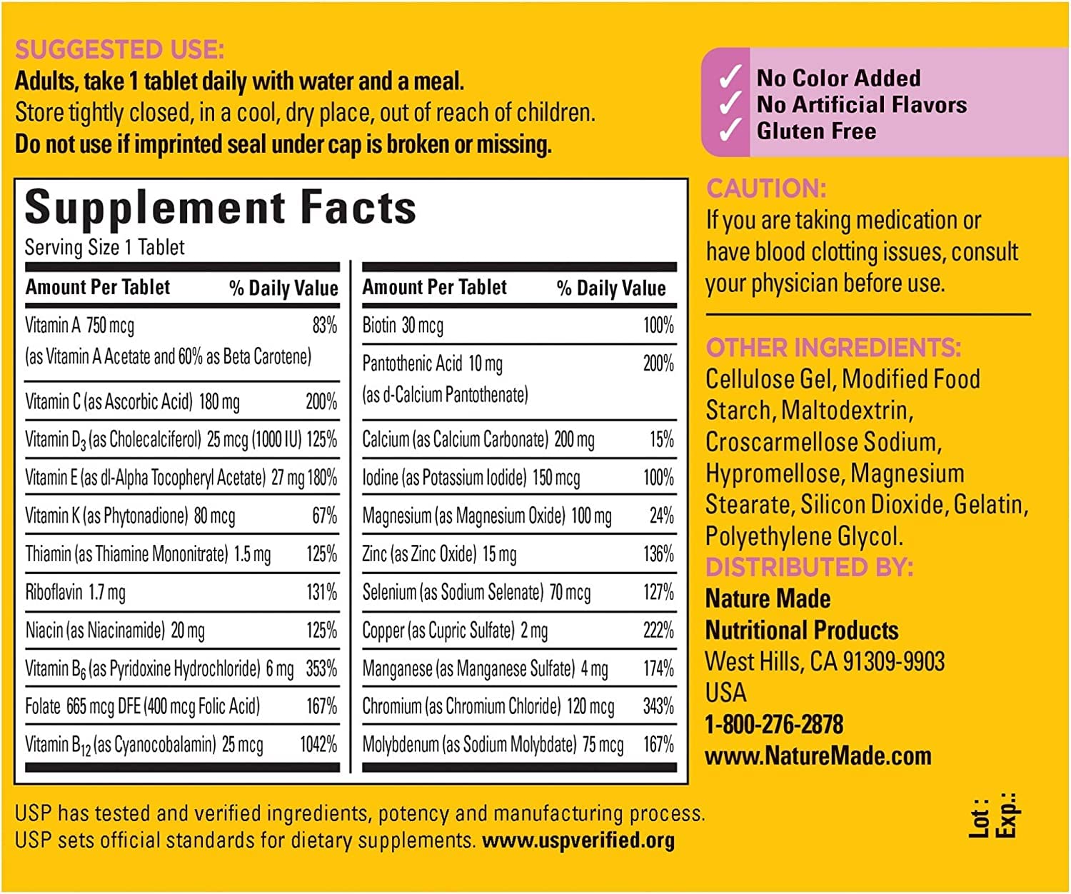 Nature Made Multi pour Elle 50+ – Tablettes solides faciles à intégrer à la routine.