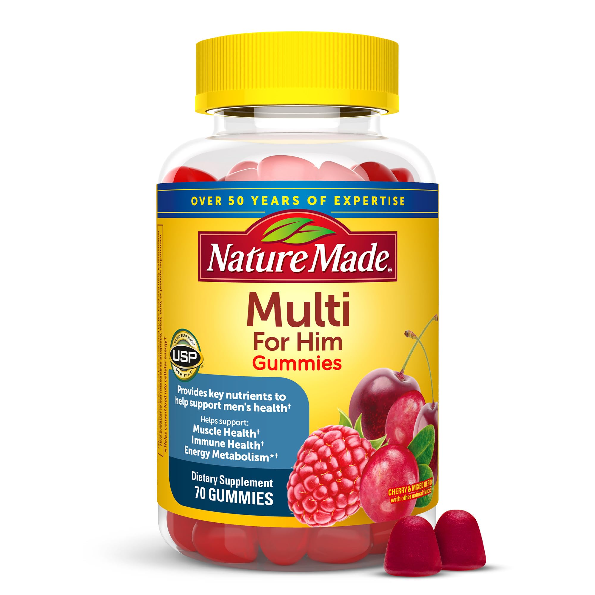 Nature Made Multi pour lui – bouteille montrant le format 35 jours et la praticité.