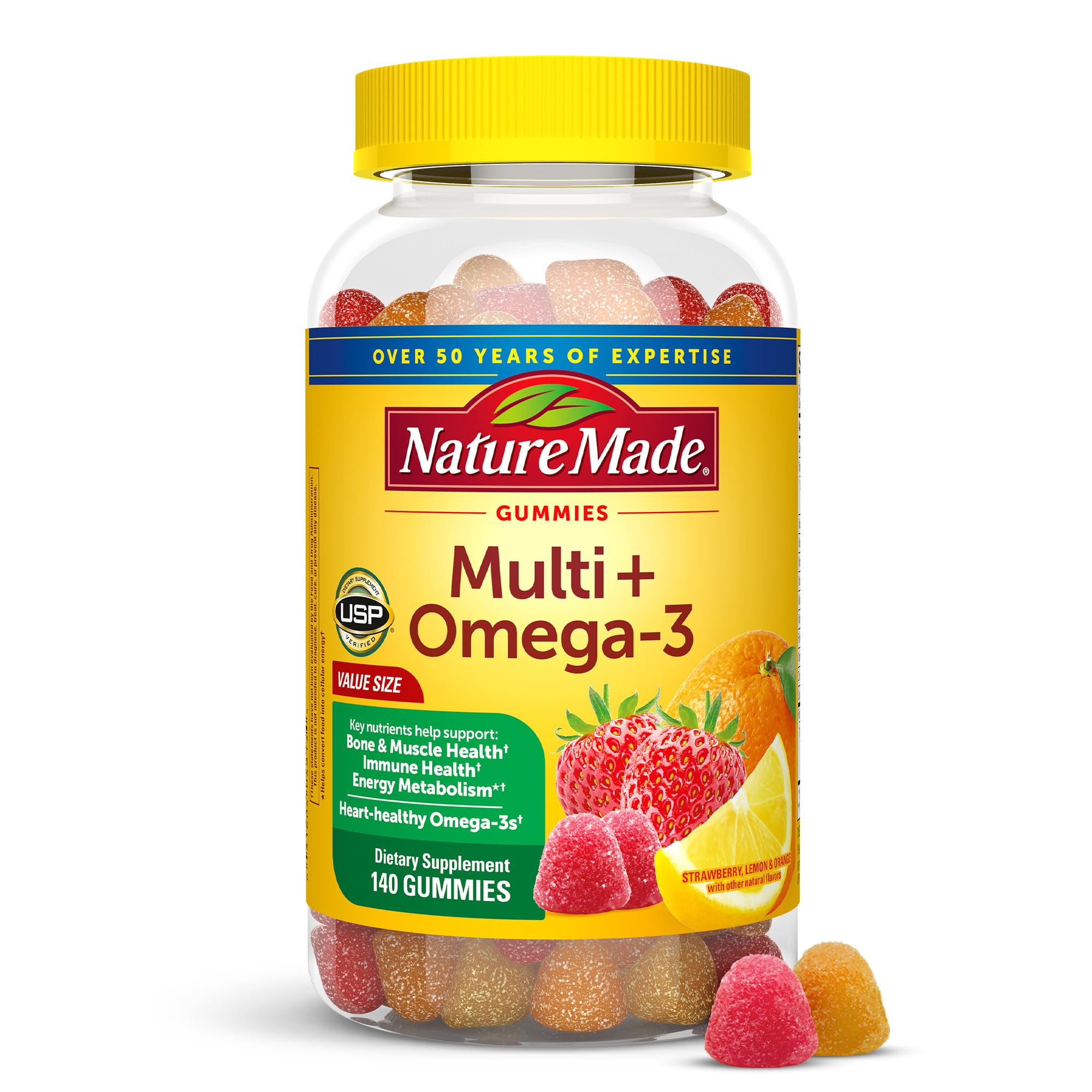 Nature Made Multivitamin Omega-3 Gummies dans la bouteille, soutien quotidien pour adultes