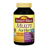 Nature Made Multivitamines pour Elle, bouteille, soutien potentiel à la santé féminine avec fer et calcium.
