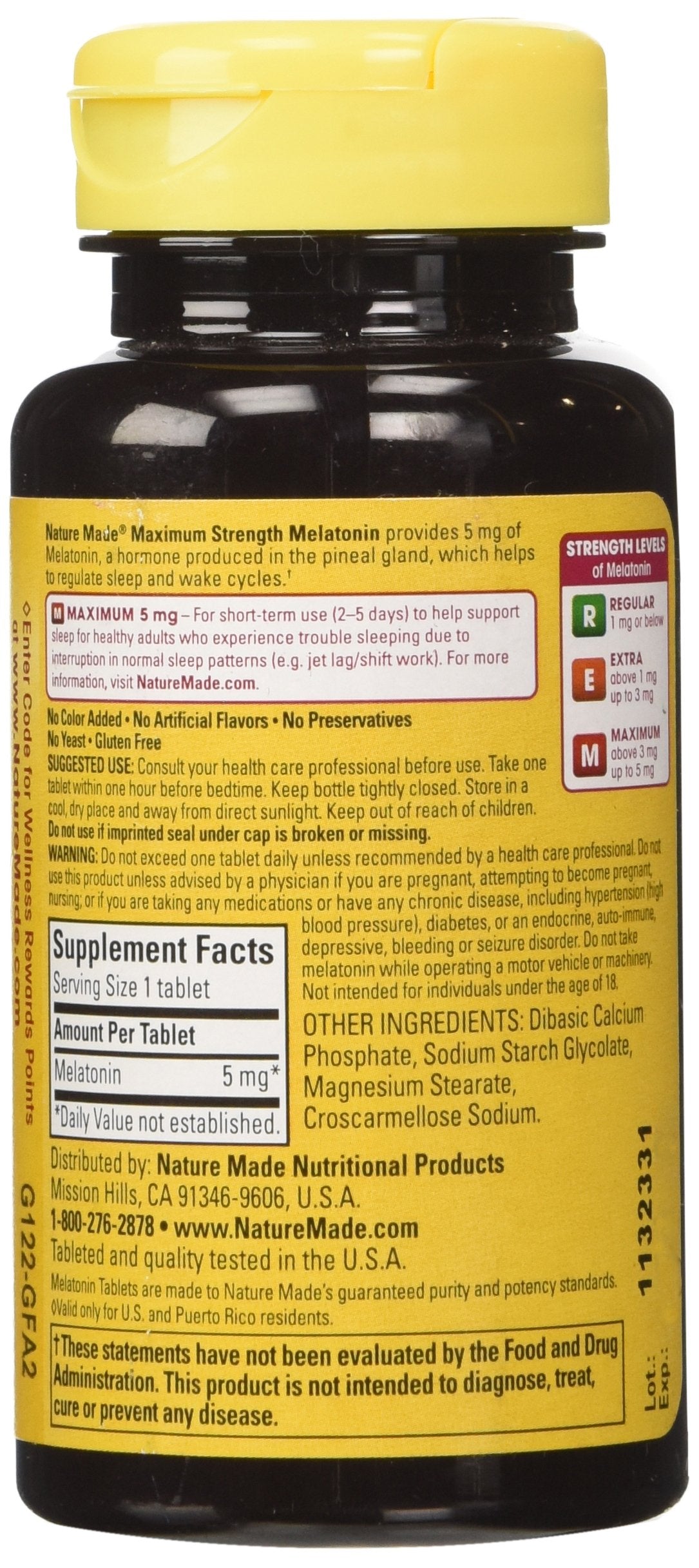 Nature Made Nm Super Mélatonine 5 mg – emballage pratique pour une utilisation nocturne