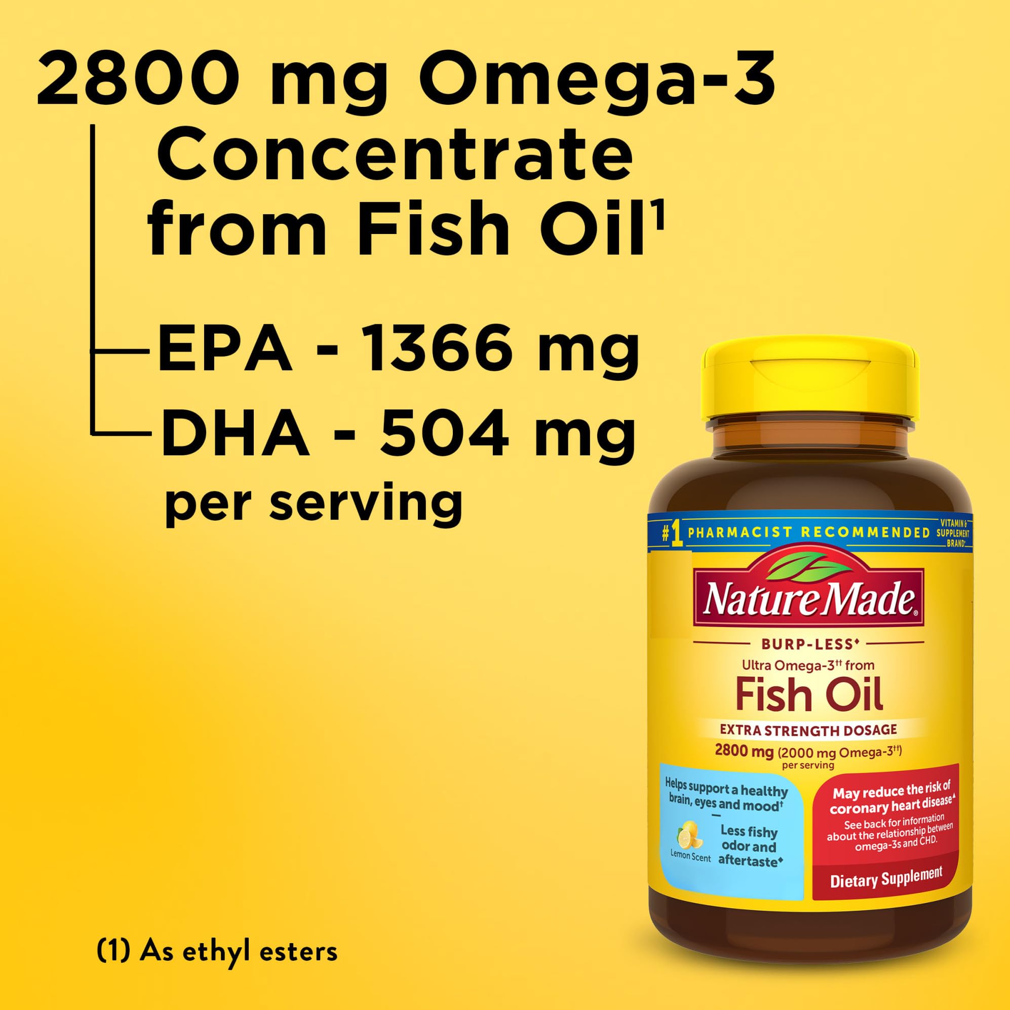 Flacon Nature Made Omega-3 au parfum citron, prise plus agréable