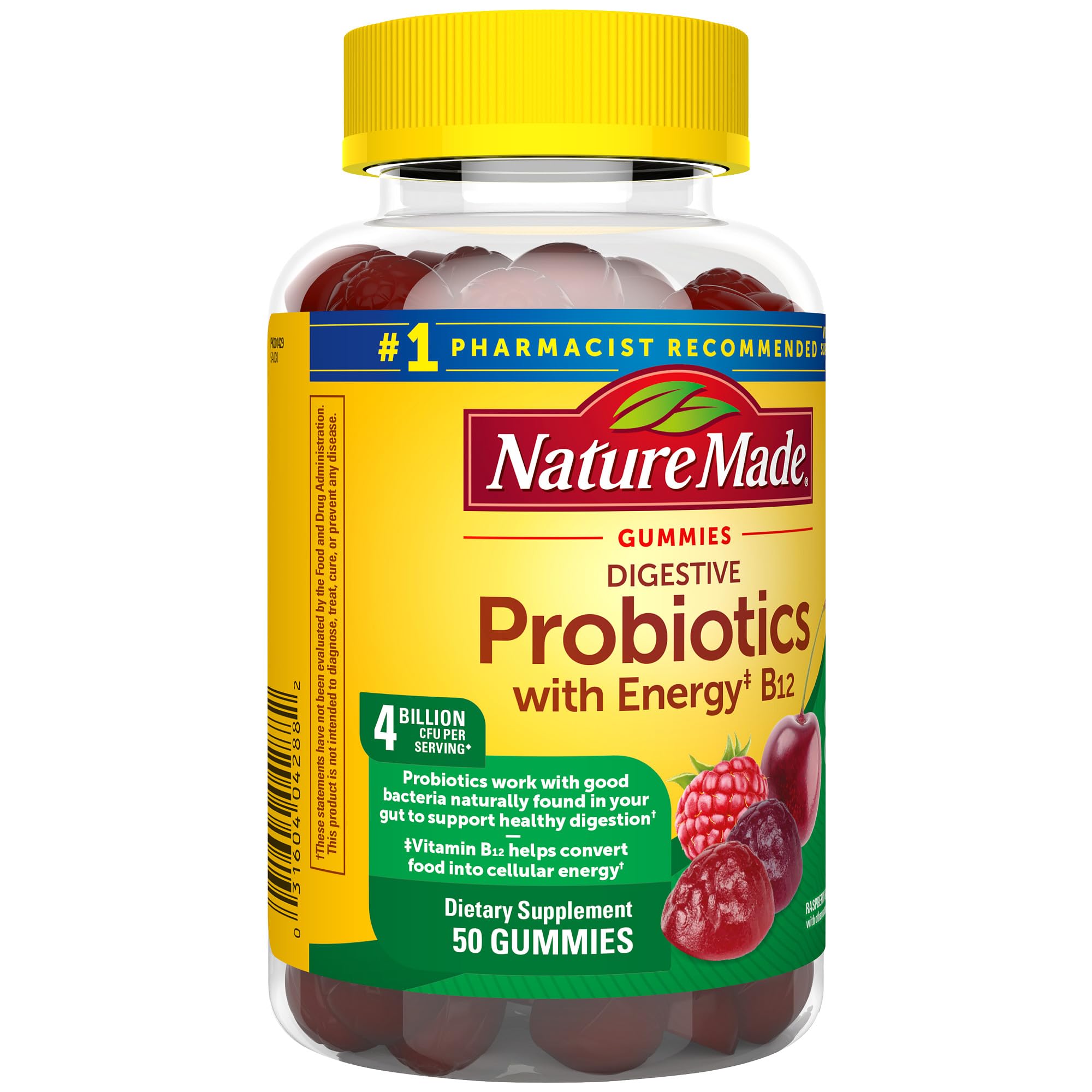 Ingrédients de haute qualité, Nature Made Probiotiques sans colorants artificiels.