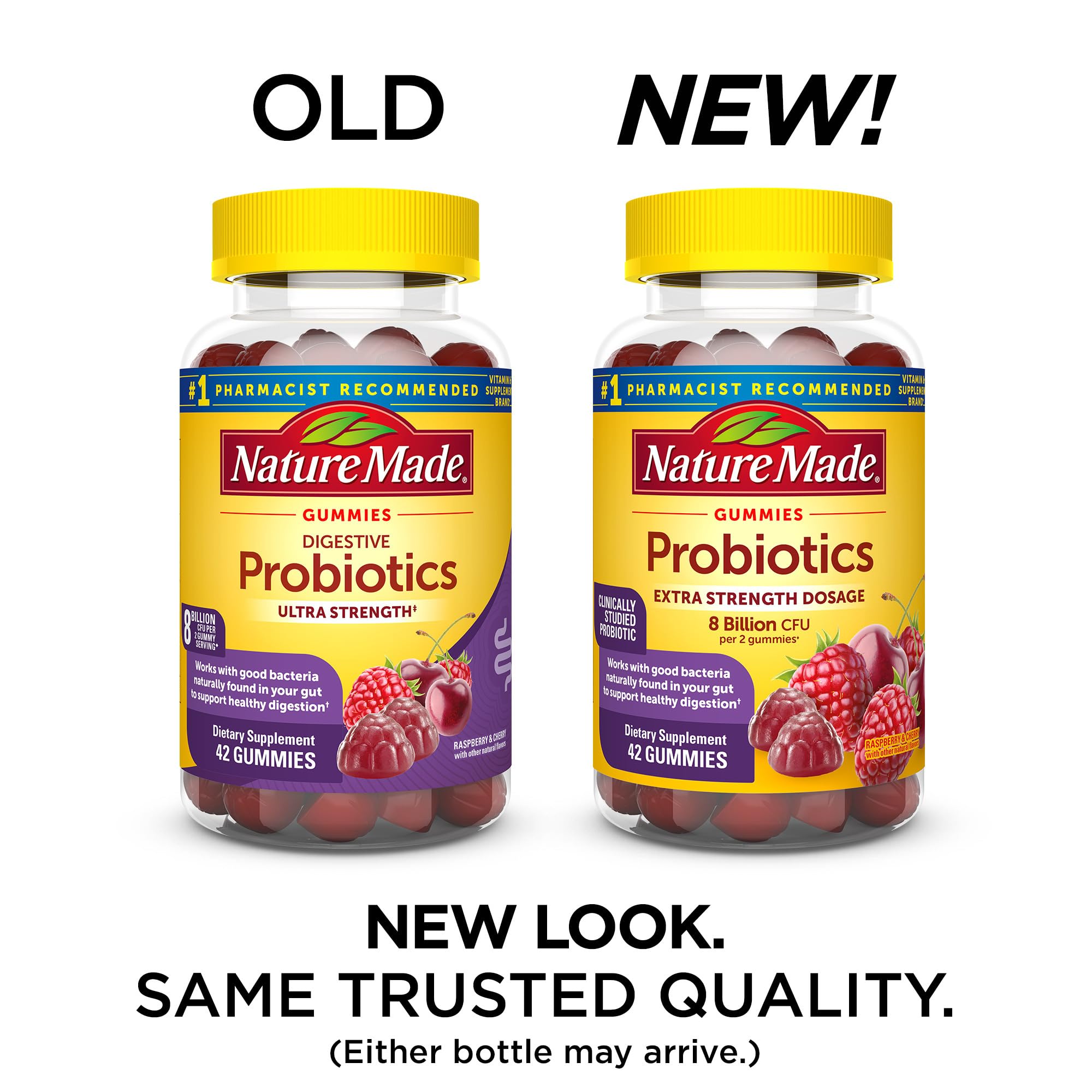 Nature Made Probiotiques Extra Strength — Gummies framboise, routine digestive agréable