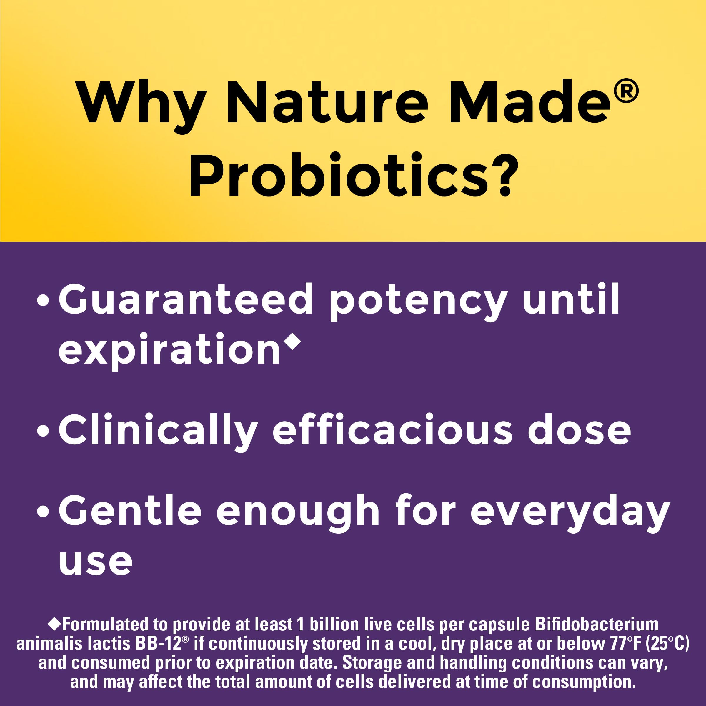 Prise avec eau et repas, Probiotiques Nature Made