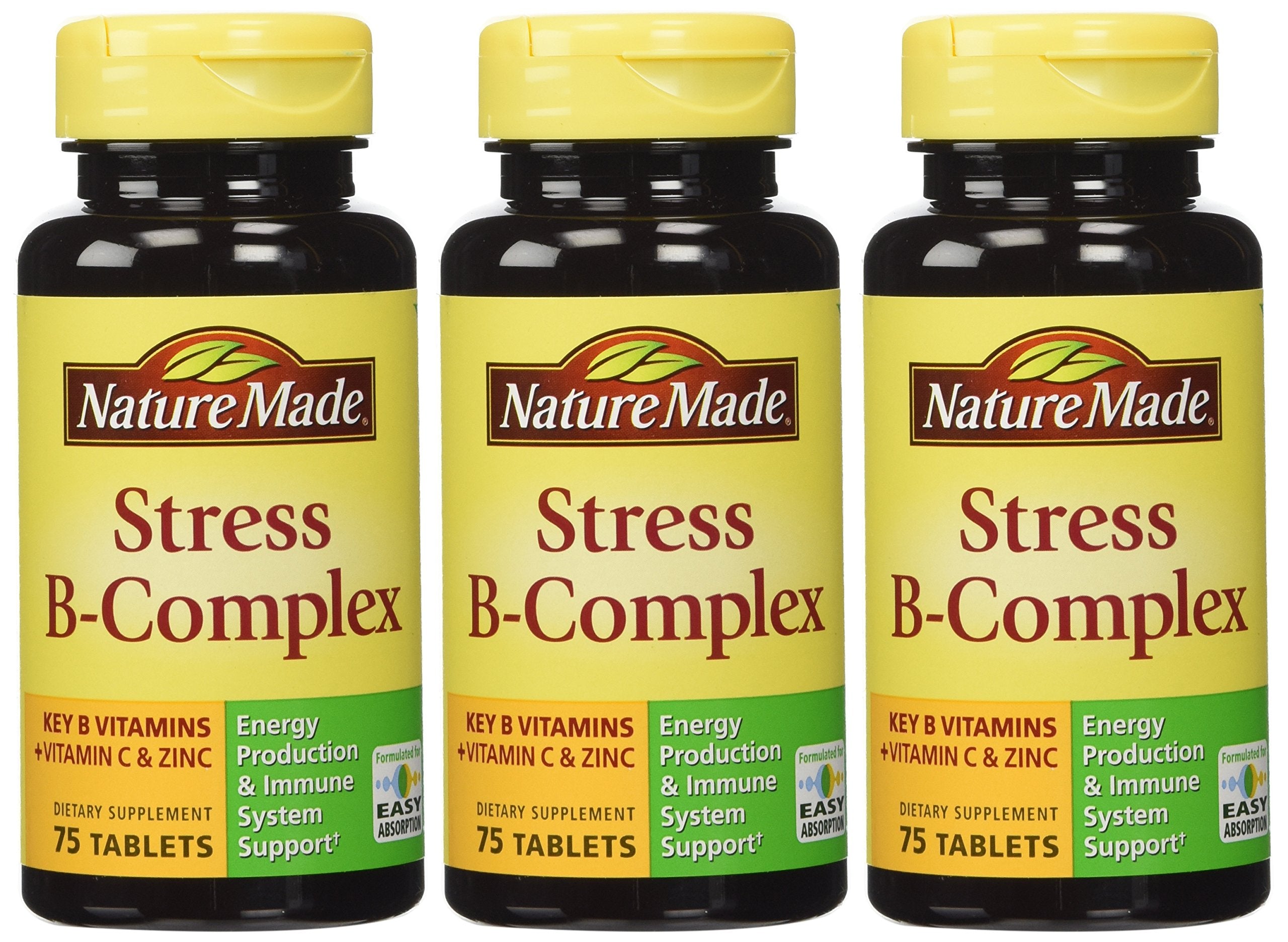 Nature Made Stress B Complex en bouteille, soutien immunitaire et énergie quotidienne.