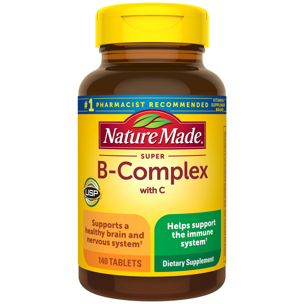 Nature Made Super B Complex – bouteille avec tablettes, soutien potentiel à l'énergie issue des aliments.